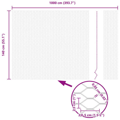 Recinzione Esagonale Argento 1,4 x 10 m Acciaio zincato
