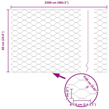 Recinzione Esagonale Argento 0,6 x 25 m Acciaio zincato | homemem39