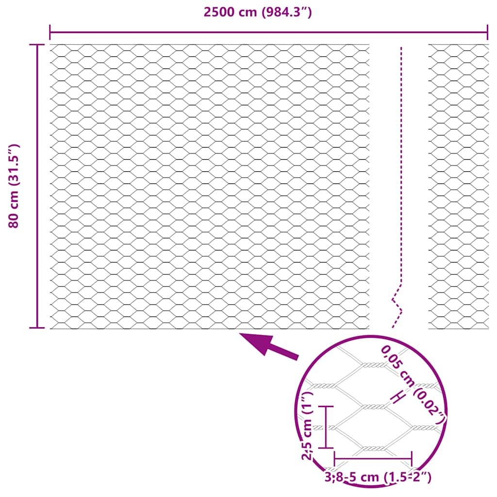 Recinzione Esagonale Argento 0,8 x 25 m Acciaio zincato | homemem39
