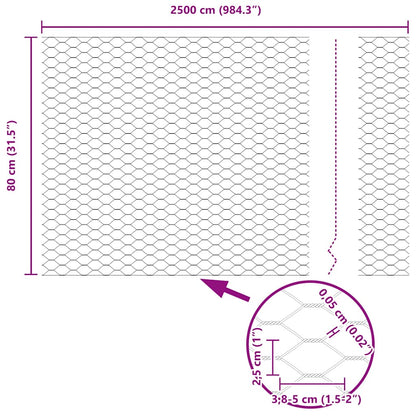 Recinzione Esagonale Argento 0,8 x 25 m Acciaio zincato | homemem39
