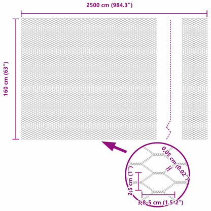 Recinzione Esagonale Argento 1,6 x 25 m Acciaio zincato