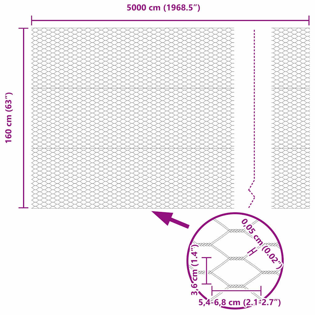 Recinzione Esagonale Argento 1,6 x 50 m Acciaio zincato