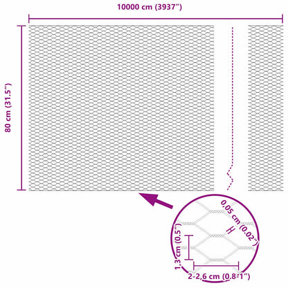 Recinzione Esagonale Argento 0,8 x 100 m Acciaio zincato