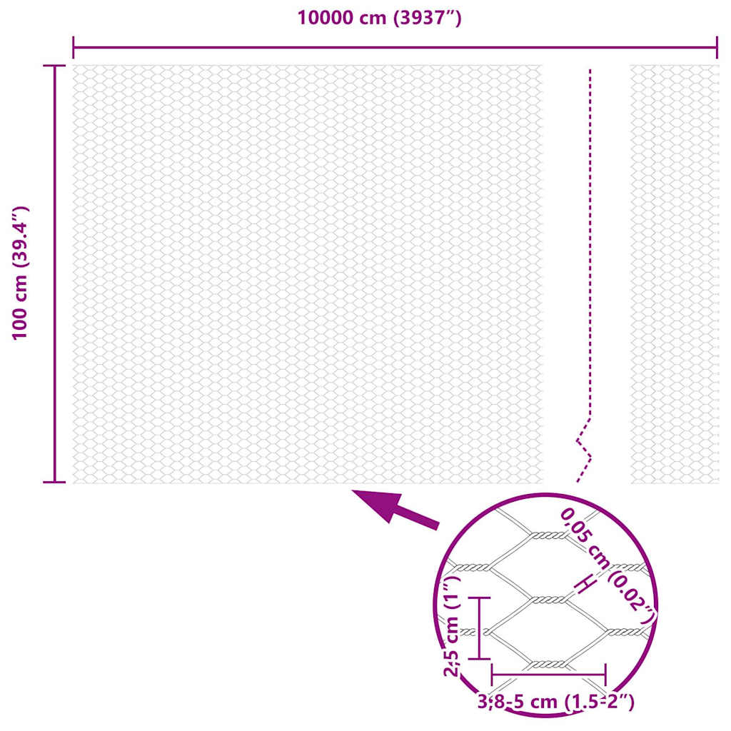Recinzione Esagonale Argento 1 x 100 m Acciaio zincato