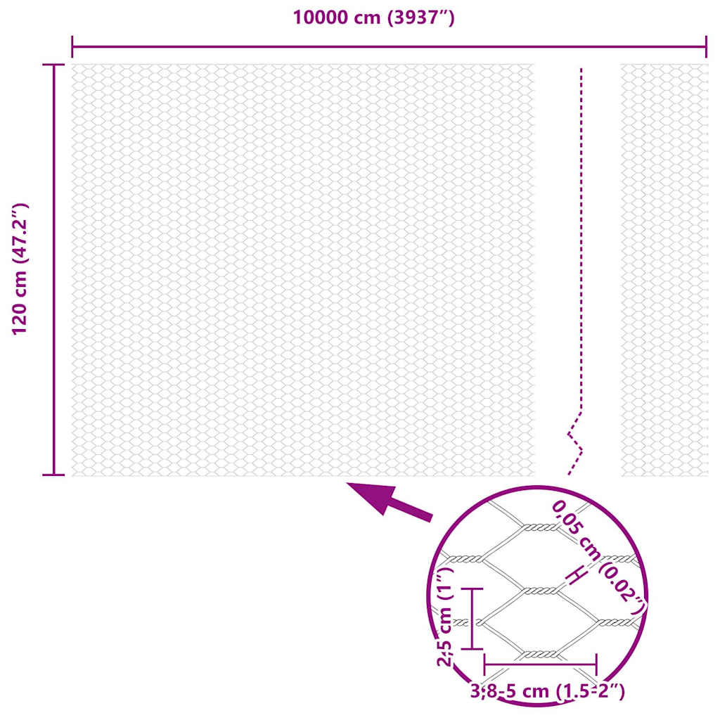 Recinzione Esagonale Argento 1,2 x 100 m Acciaio zincato