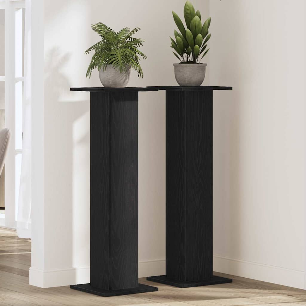 Supporto per piante 2 pcs Rovere Nero 30 x 30 x 95 cm