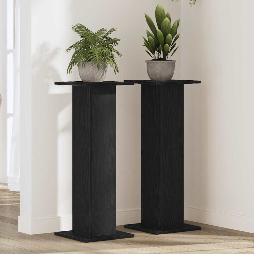 Supporto per piante 2 pcs Rovere Nero 30 x 30 x 80 cm