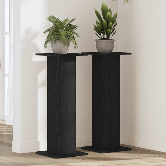 Supporto per piante 2 pcs Rovere Nero 30 x 30 x 80 cm