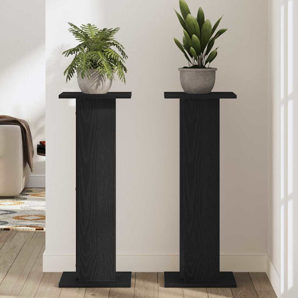 Supporto per piante 2 pcs Rovere Nero 30 x 30 x 80 cm | homemem39
