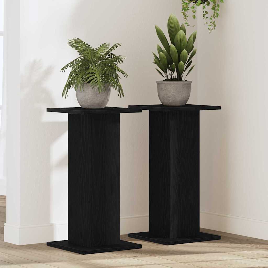 Supporto per piante 2 pcs Rovere Nero 30 x 30 x 60 cm