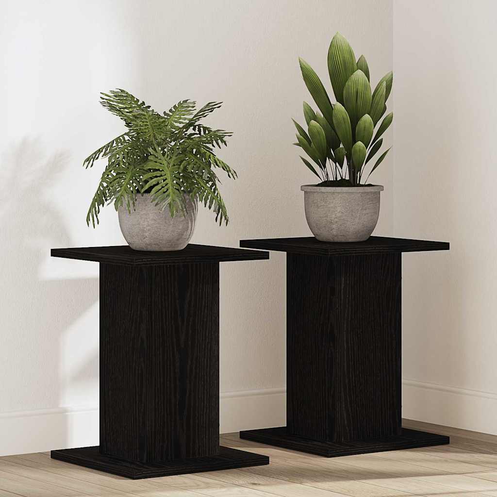 Supporto per piante 2 pcs Rovere Nero 30 x 30 x 40 cm