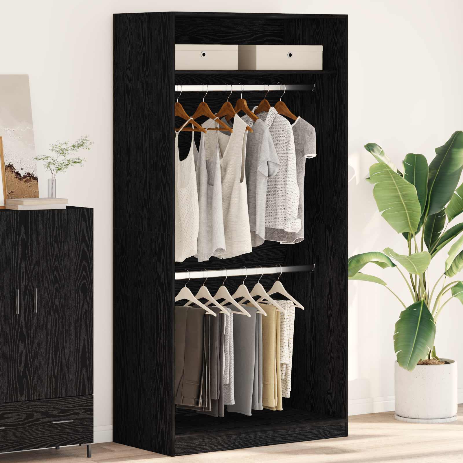 Guardaroba Rovere Nero 100 x 50 x 200 cm Legno multistrato | homemem39
