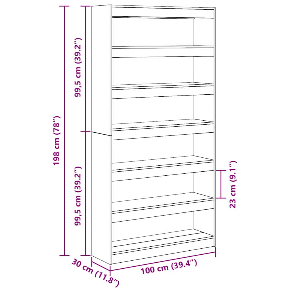 Armadio per Libri Grigio Sonoma 100 x 30 x 198 cm