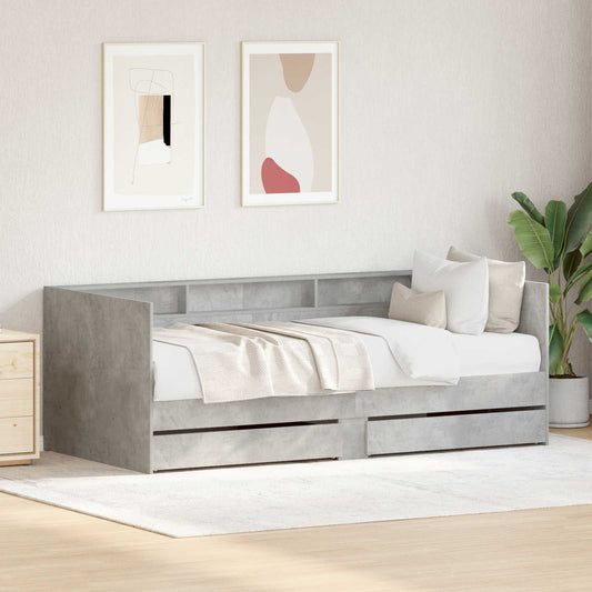 Letto Giorno con cassetto Grigio 90 x 200 cm Legno multistrato | homemem39