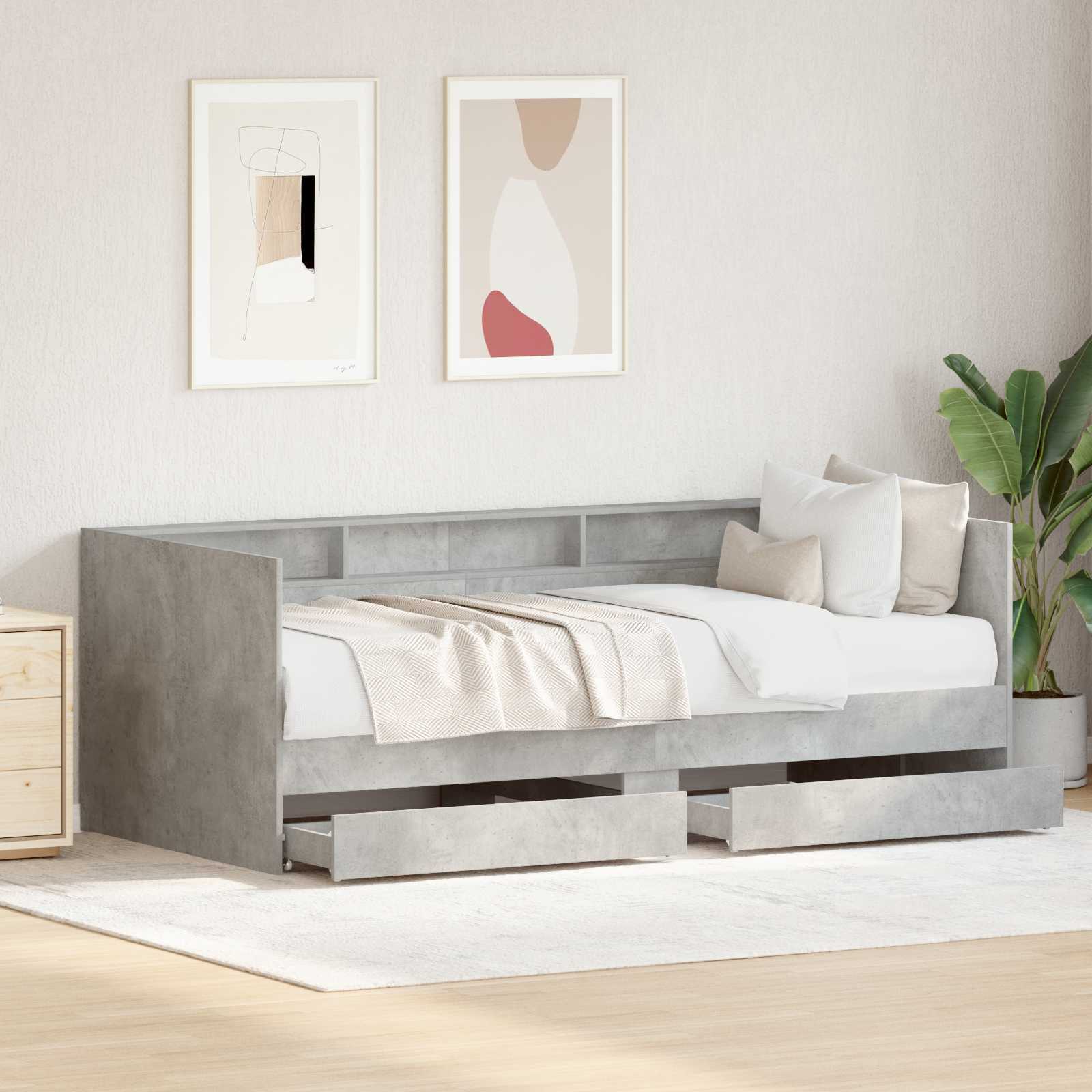 Letto Giorno con cassetto Grigio 90 x 200 cm Legno multistrato | homemem39