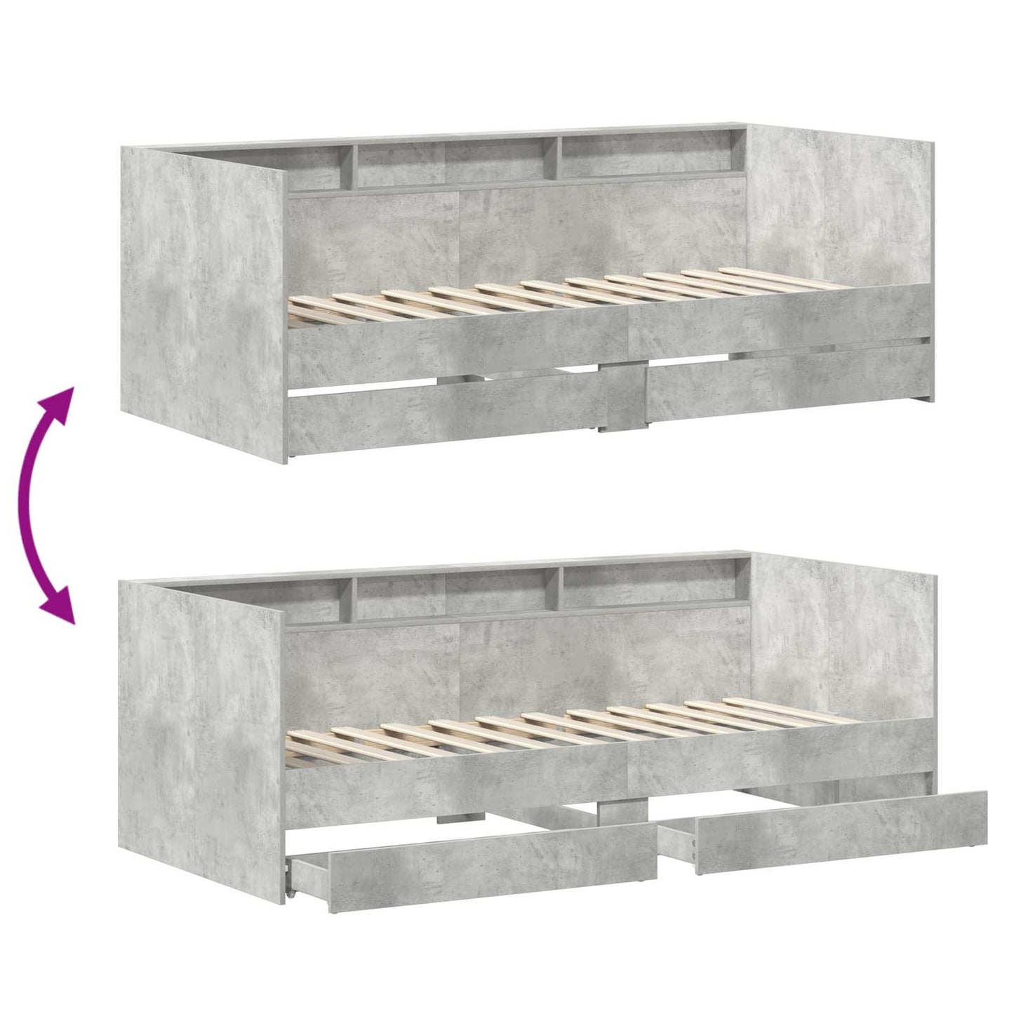 Letto Giorno con cassetto Grigio 90 x 200 cm Legno multistrato | homemem39