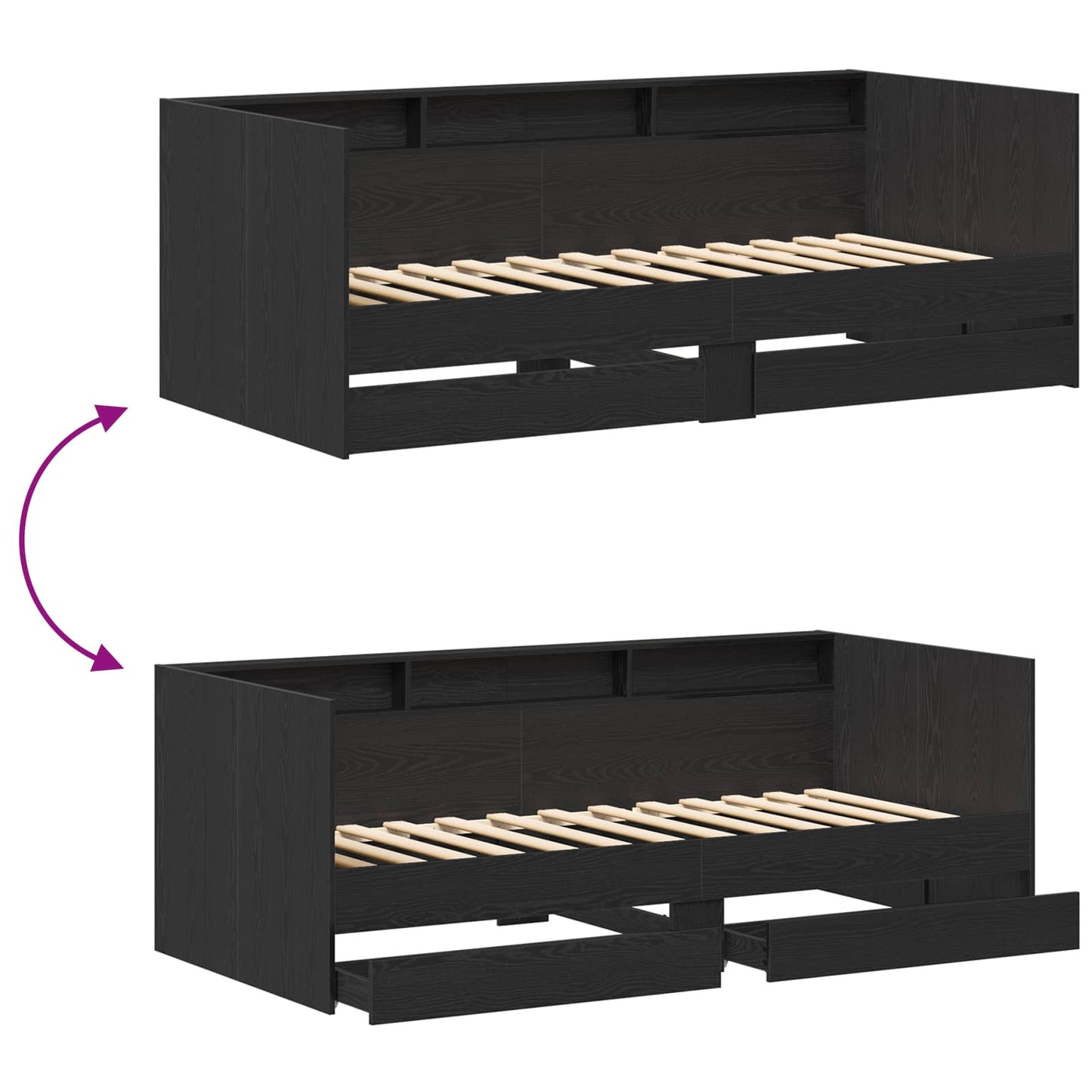 Letto Giorno con cassetto Grigio 90 x 200 cm Legno multistrato