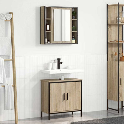 Set di mobili per il bagno 2 pcs Marrone Legno multistrato