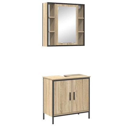 Set di mobili per il bagno 2 pcs Marrone Legno multistrato