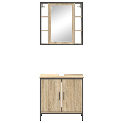 Set di mobili per il bagno 2 pcs Marrone Legno multistrato | homemem39