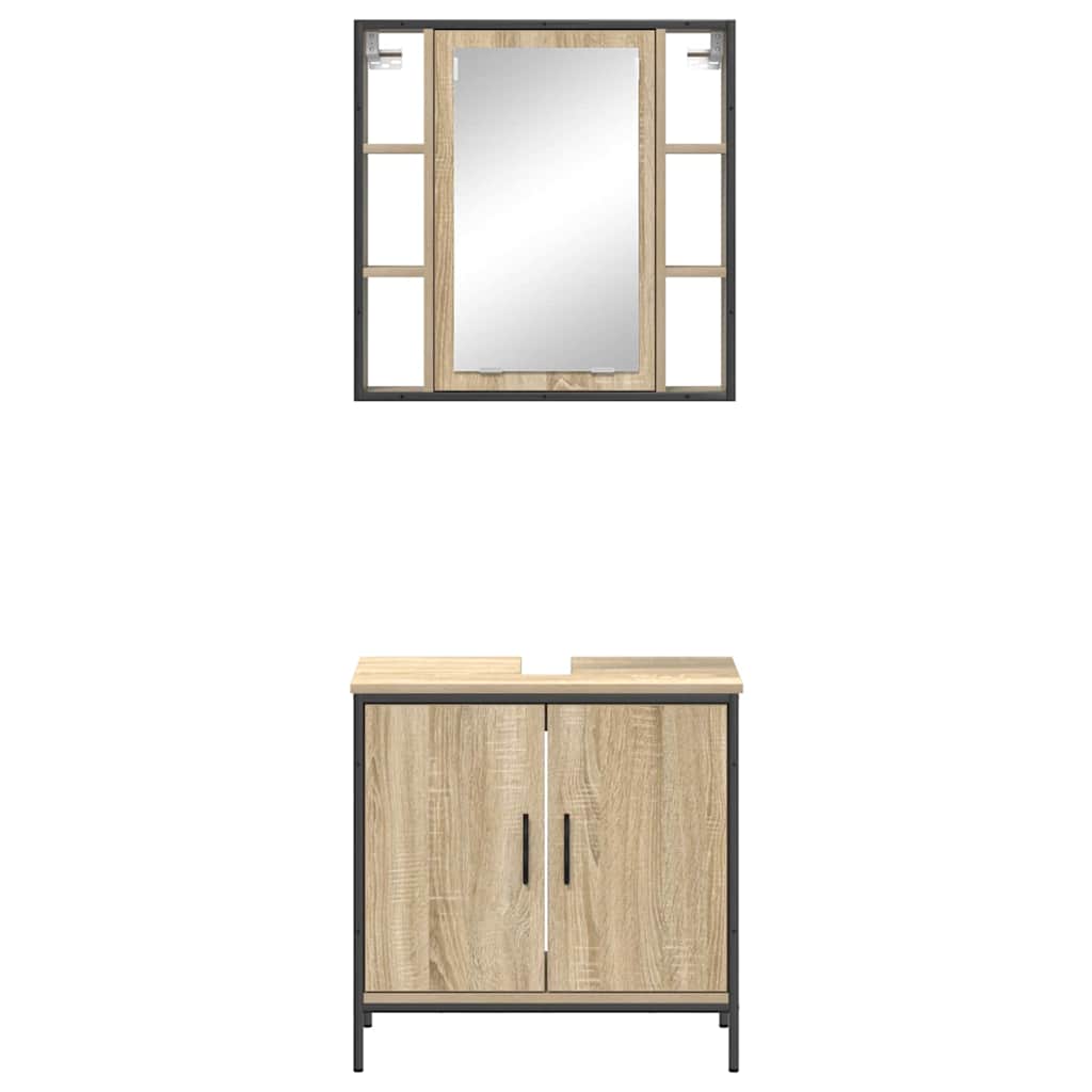 Set di mobili per il bagno 2 pcs Marrone Legno multistrato