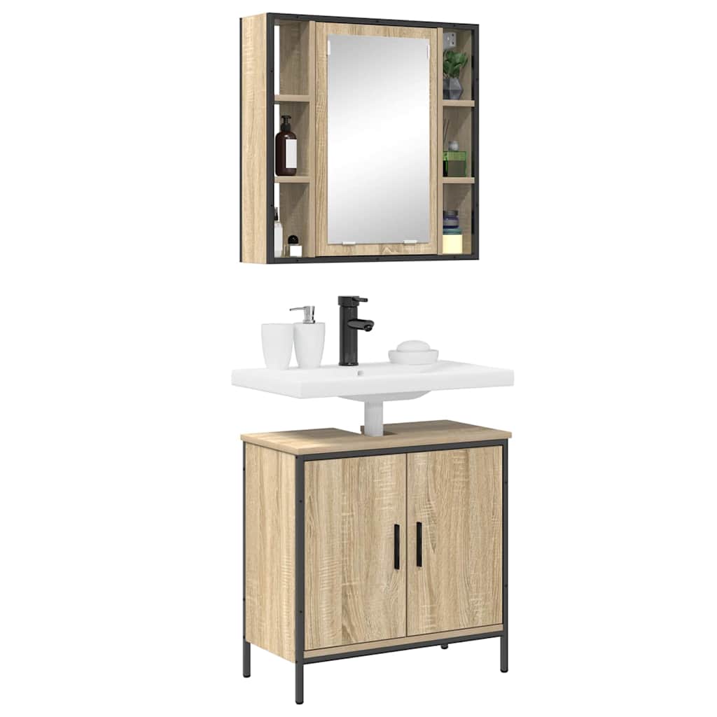 Set di mobili per il bagno 2 pcs Marrone Legno multistrato