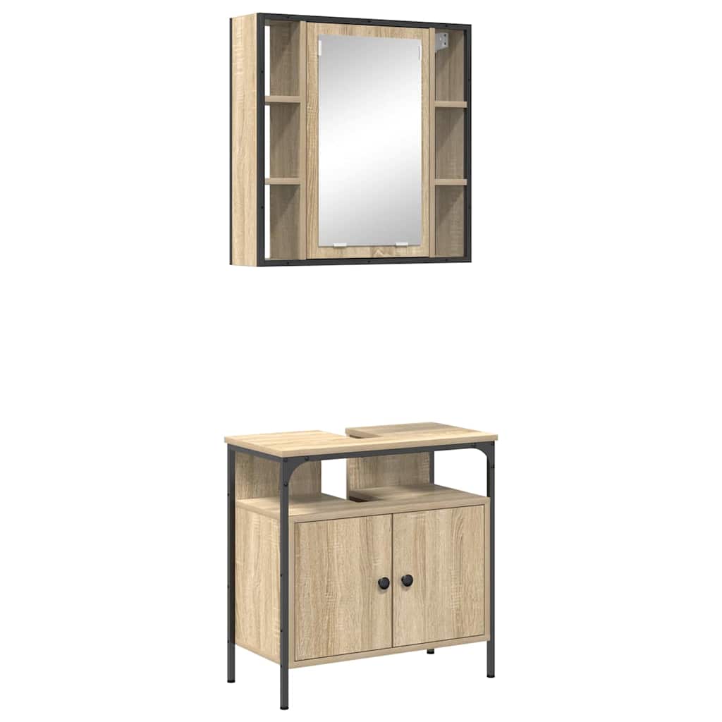 Set di mobili per il bagno 2 pcs Marrone Legno multistrato | homemem39