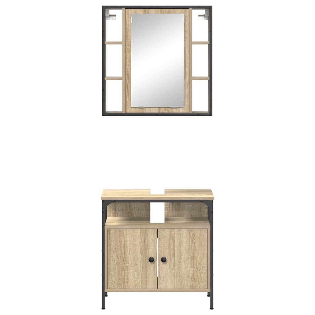 Set di mobili per il bagno 2 pcs Marrone Legno multistrato
