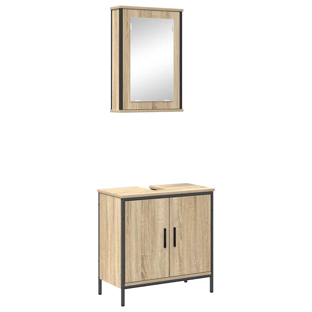 Set di mobili per il bagno 2 pcs Marrone Legno multistrato | homemem39