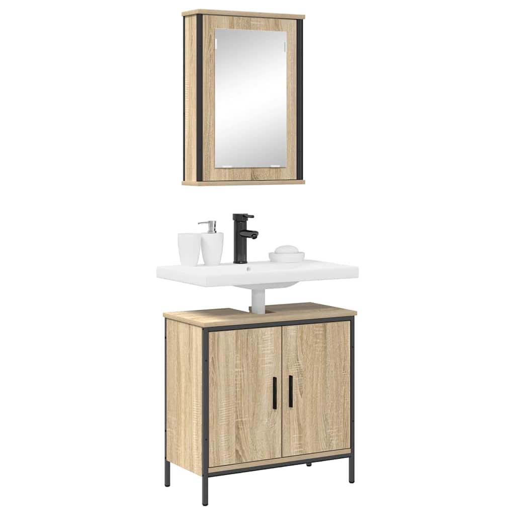 Set di mobili per il bagno 2 pcs Marrone Legno multistrato | homemem39