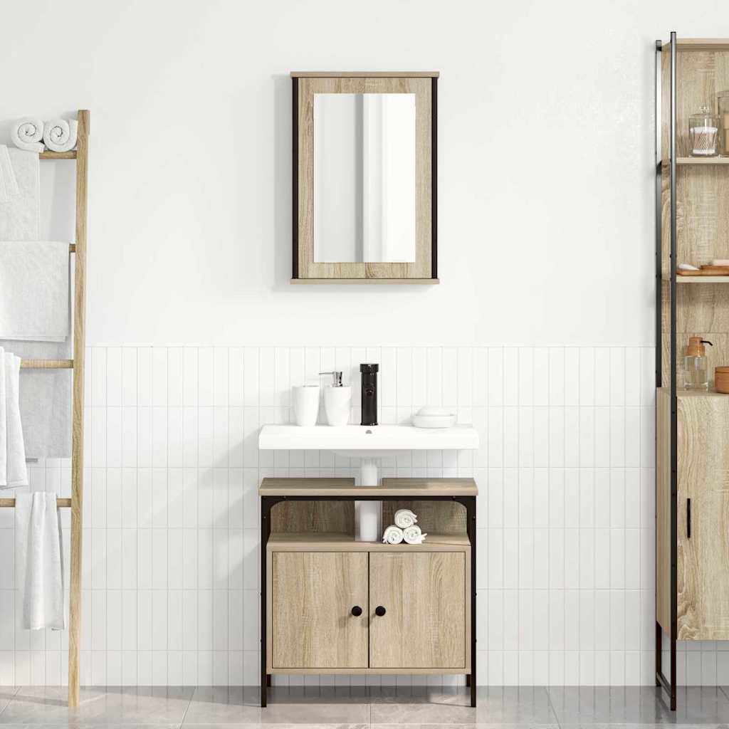 Set di mobili per il bagno 2 pcs Marrone Legno multistrato | homemem39