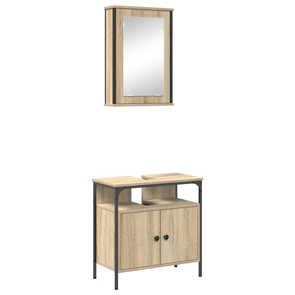 Set di mobili per il bagno 2 pcs Marrone Legno multistrato