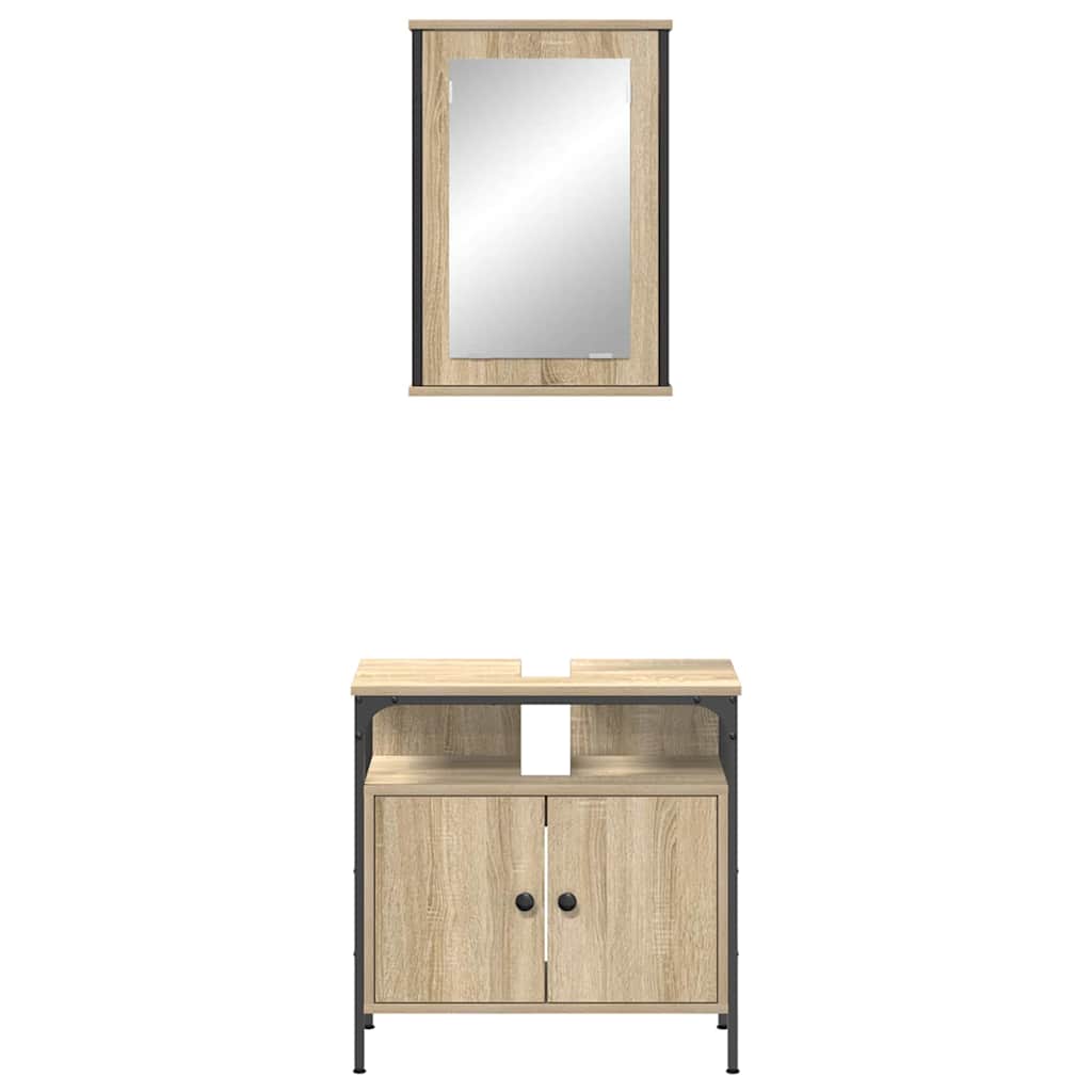 Set di mobili per il bagno 2 pcs Marrone Legno multistrato | homemem39