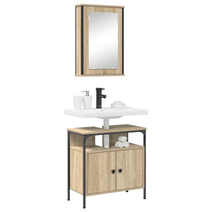 Set di mobili per il bagno 2 pcs Marrone Legno multistrato