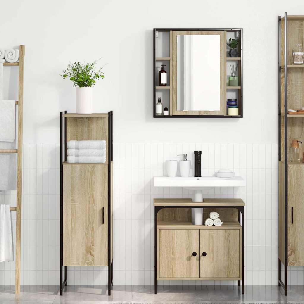 Set di mobili per il bagno 3 pcs Marrone Legno multistrato