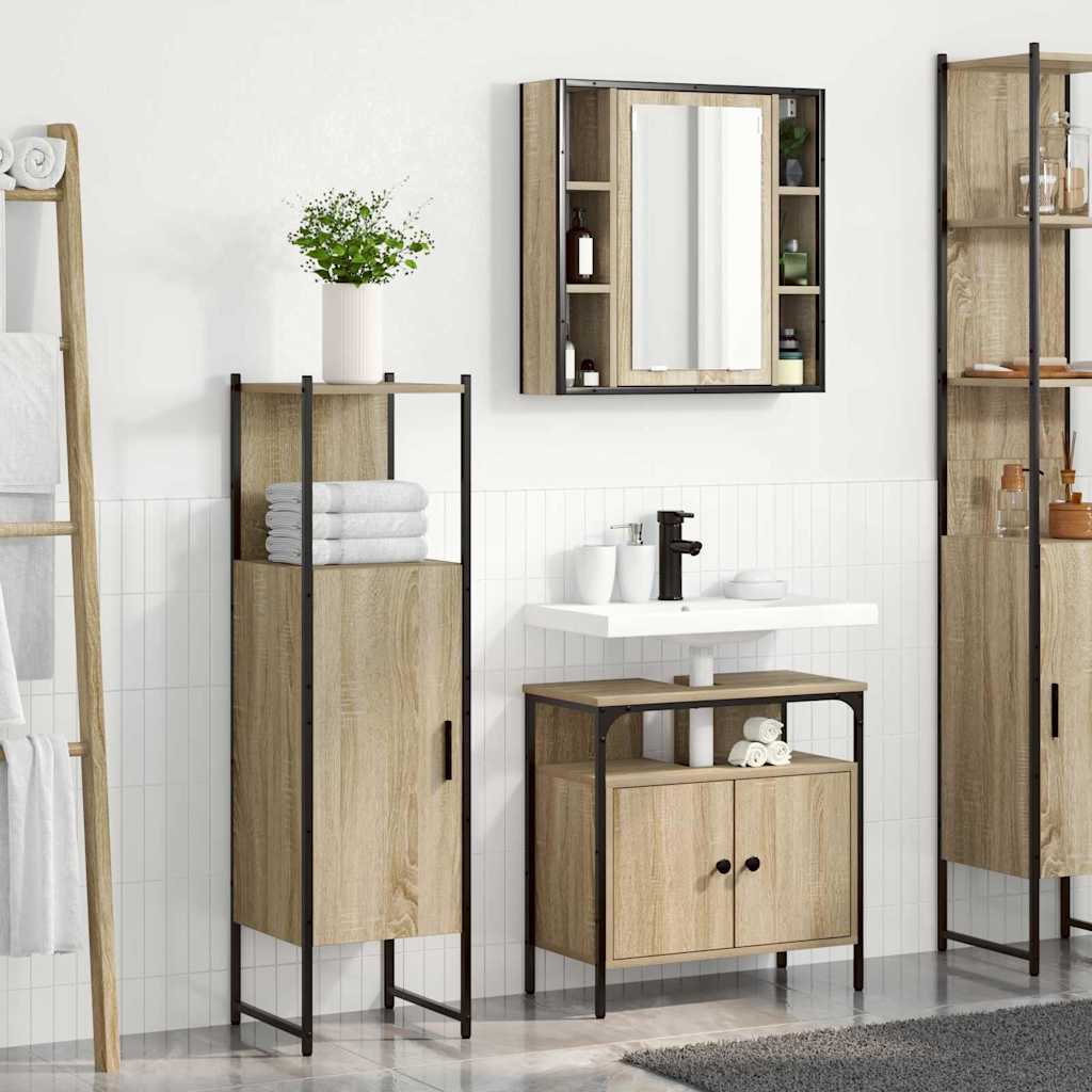 Set di mobili per il bagno 3 pcs Marrone Legno multistrato | homemem39