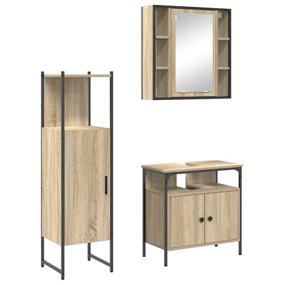 Set di mobili per il bagno 3 pcs Marrone Legno multistrato | homemem39