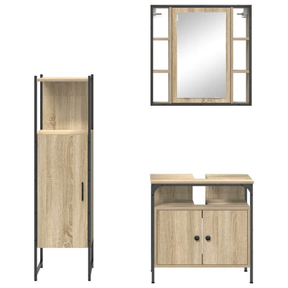 Set di mobili per il bagno 3 pcs Marrone Legno multistrato | homemem39