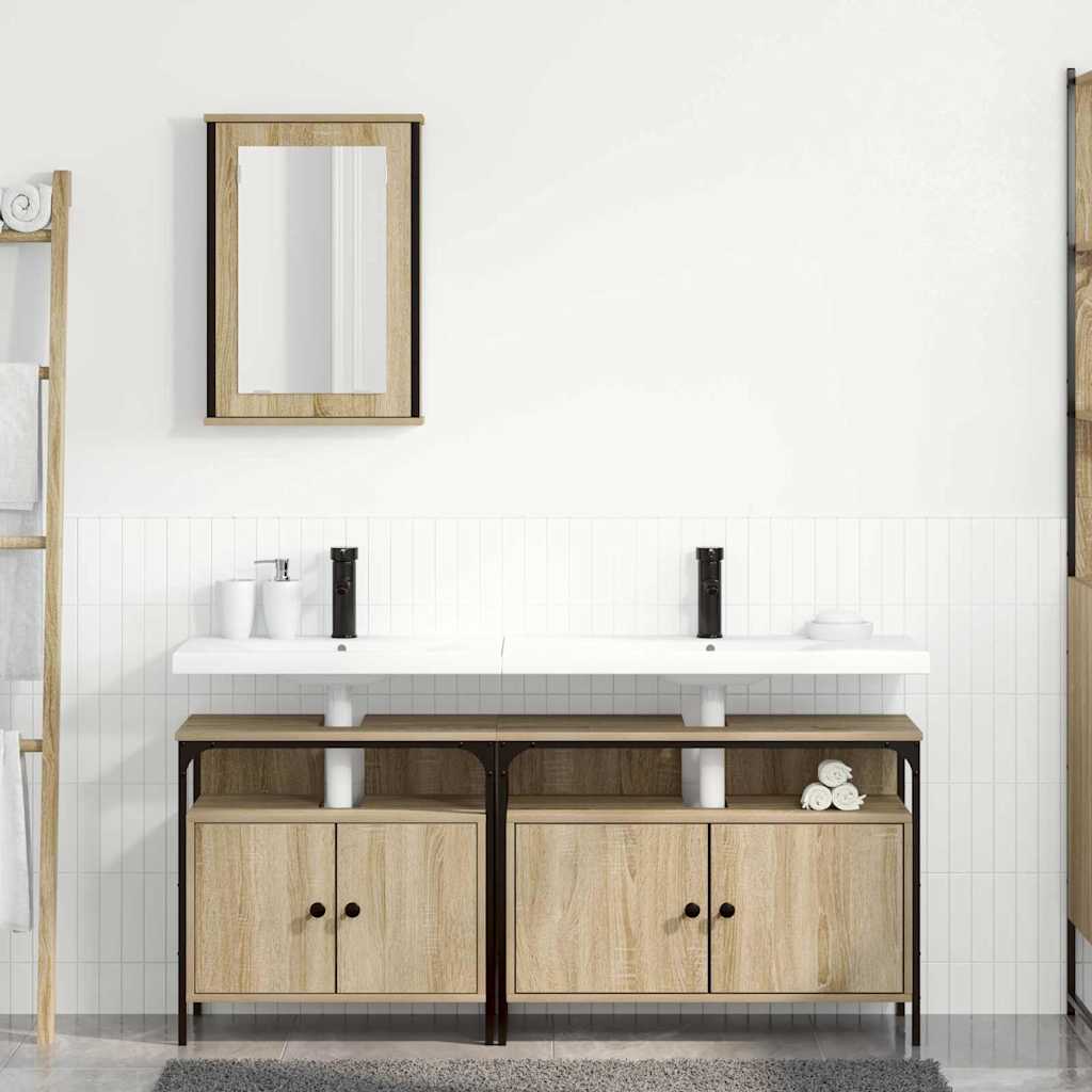 Set di mobili per il bagno 3 pcs Marrone Legno multistrato | homemem39