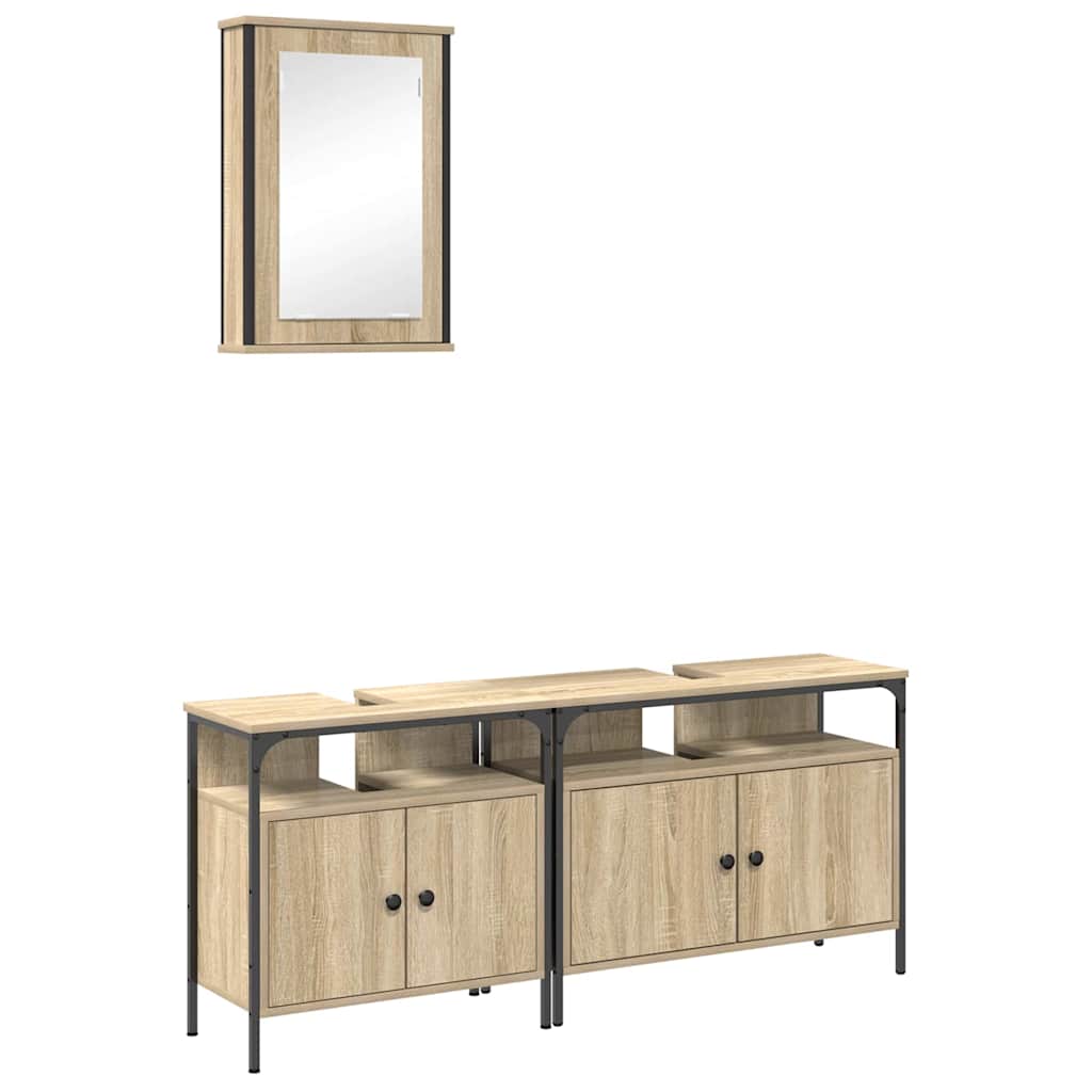 Set di mobili per il bagno 3 pcs Marrone Legno multistrato
