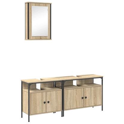 Set di mobili per il bagno 3 pcs Marrone Legno multistrato