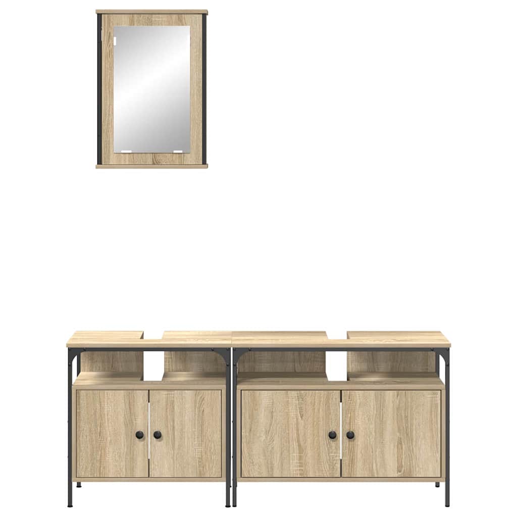 Set di mobili per il bagno 3 pcs Marrone Legno multistrato