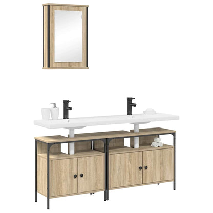 Set di mobili per il bagno 3 pcs Marrone Legno multistrato