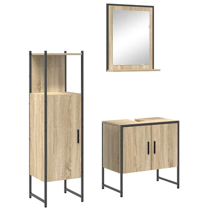 Set di mobili per il bagno 3 pcs Marrone Legno multistrato | homemem39