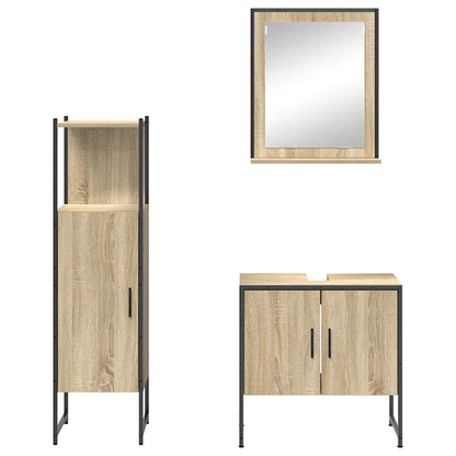 Set di mobili per il bagno 3 pcs Marrone Legno multistrato | homemem39