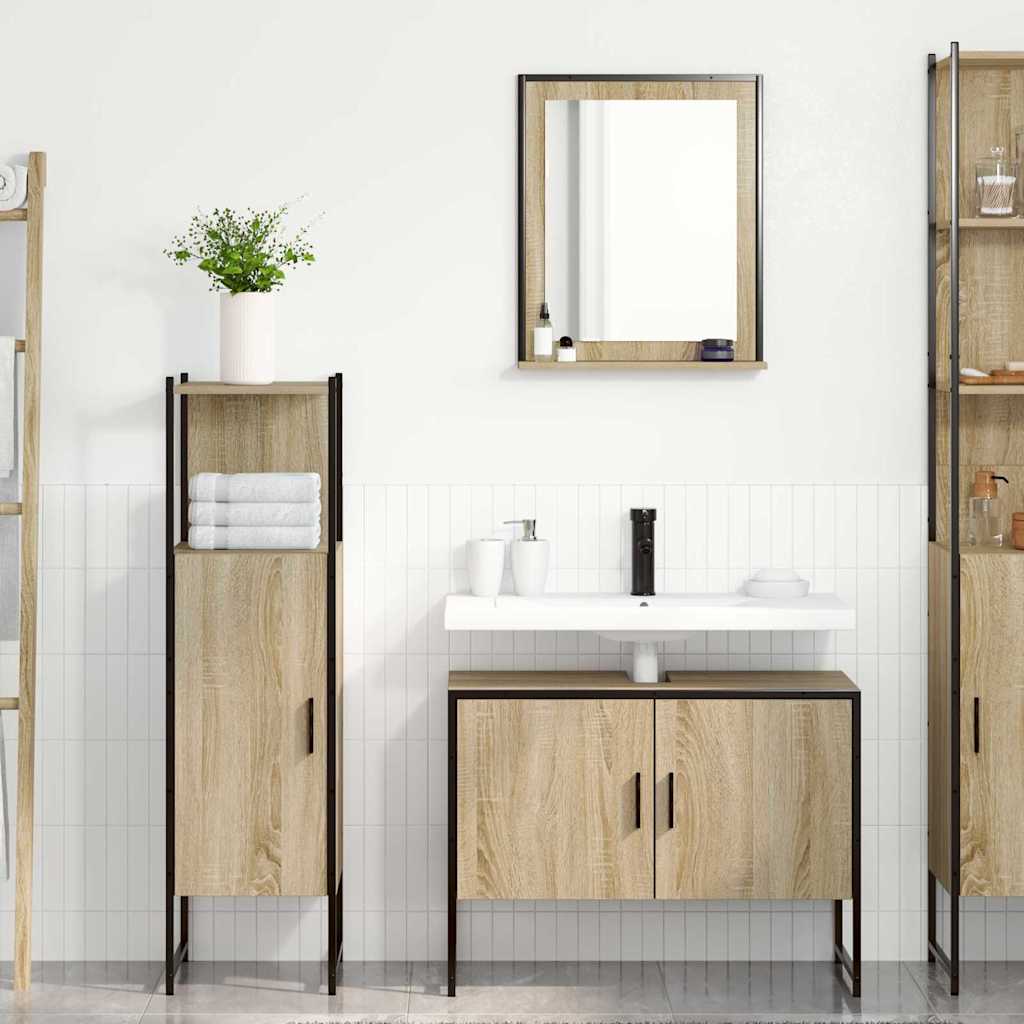 Set di mobili per il bagno 3 pcs Marrone Legno multistrato