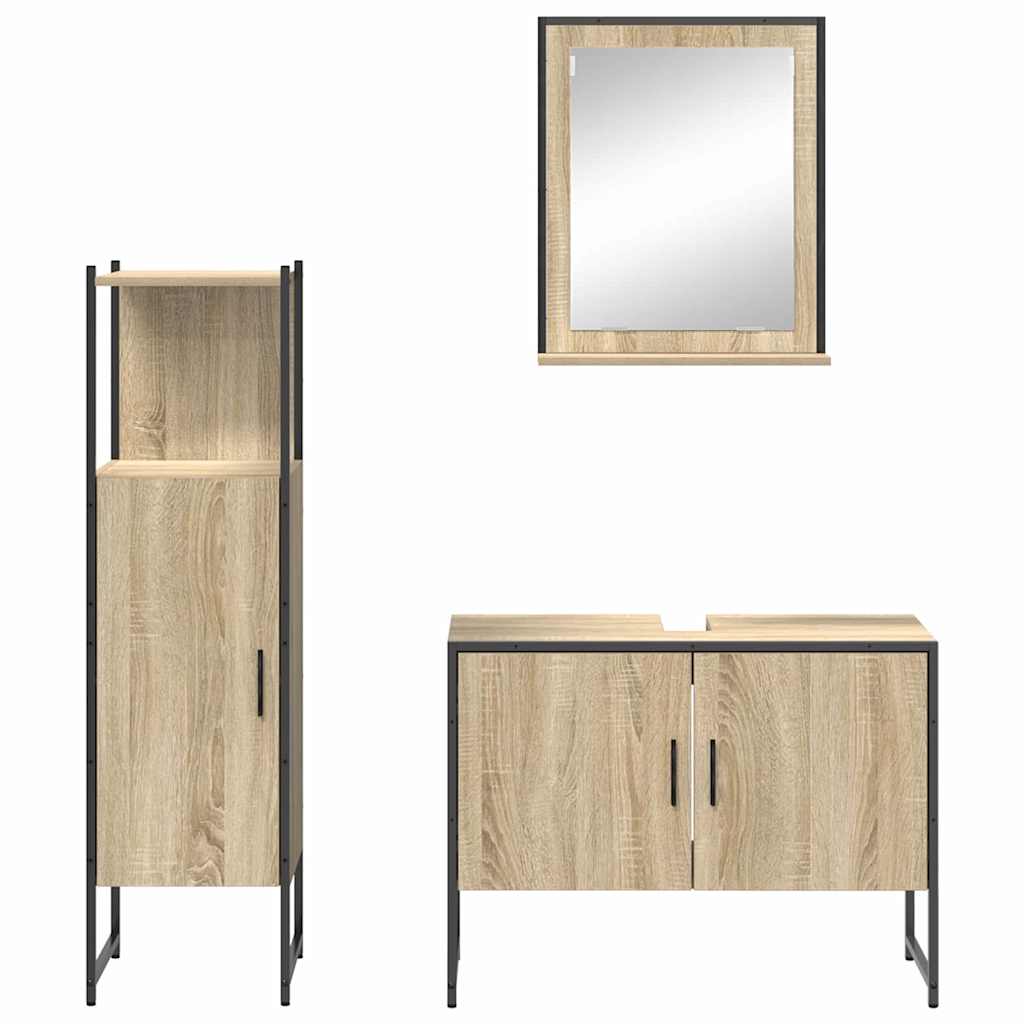 Set di mobili per il bagno 3 pcs Marrone Legno multistrato | homemem39