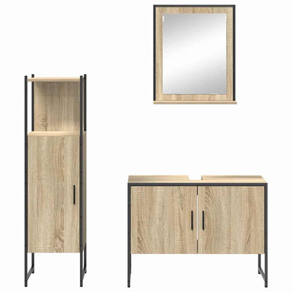 Set di mobili per il bagno 3 pcs Marrone Legno multistrato | homemem39