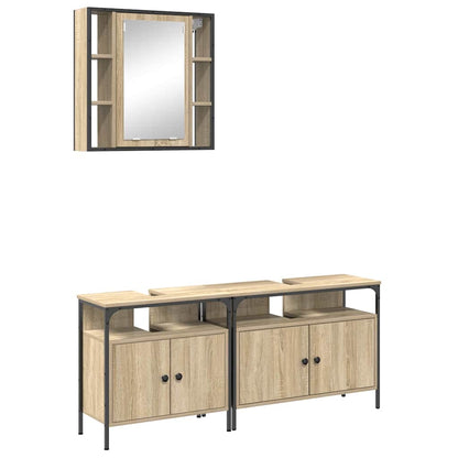 Set di mobili per il bagno 3 pcs Marrone Legno multistrato
