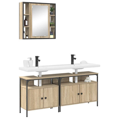 Set di mobili per il bagno 3 pcs Marrone Legno multistrato | homemem39